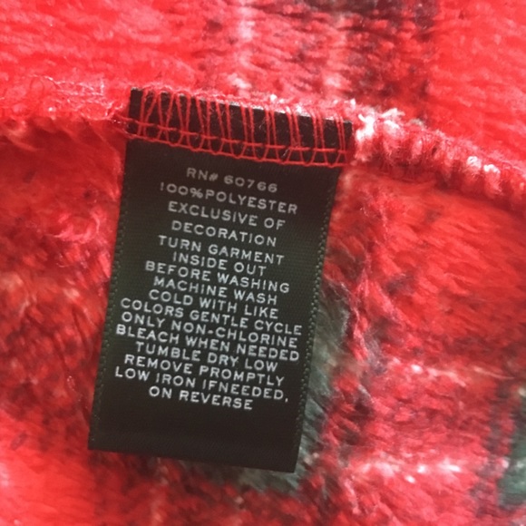 Like New RALPH LAUREN red tartan plaid Fleece robe S - Picture 5 of 5